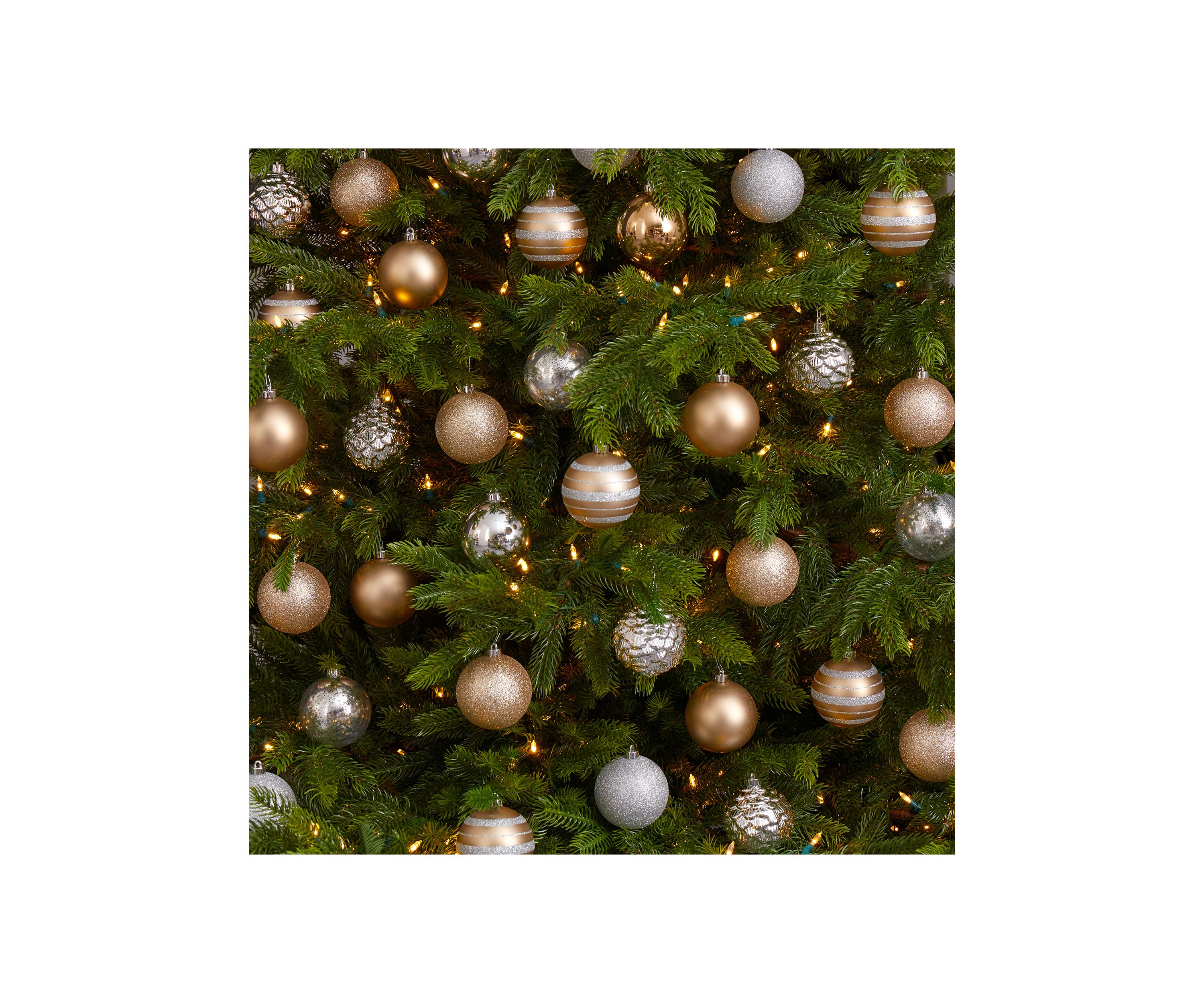 Holiday Shatterproof, 64 Count Christmas Tree Ornament Set with Reusable Box
