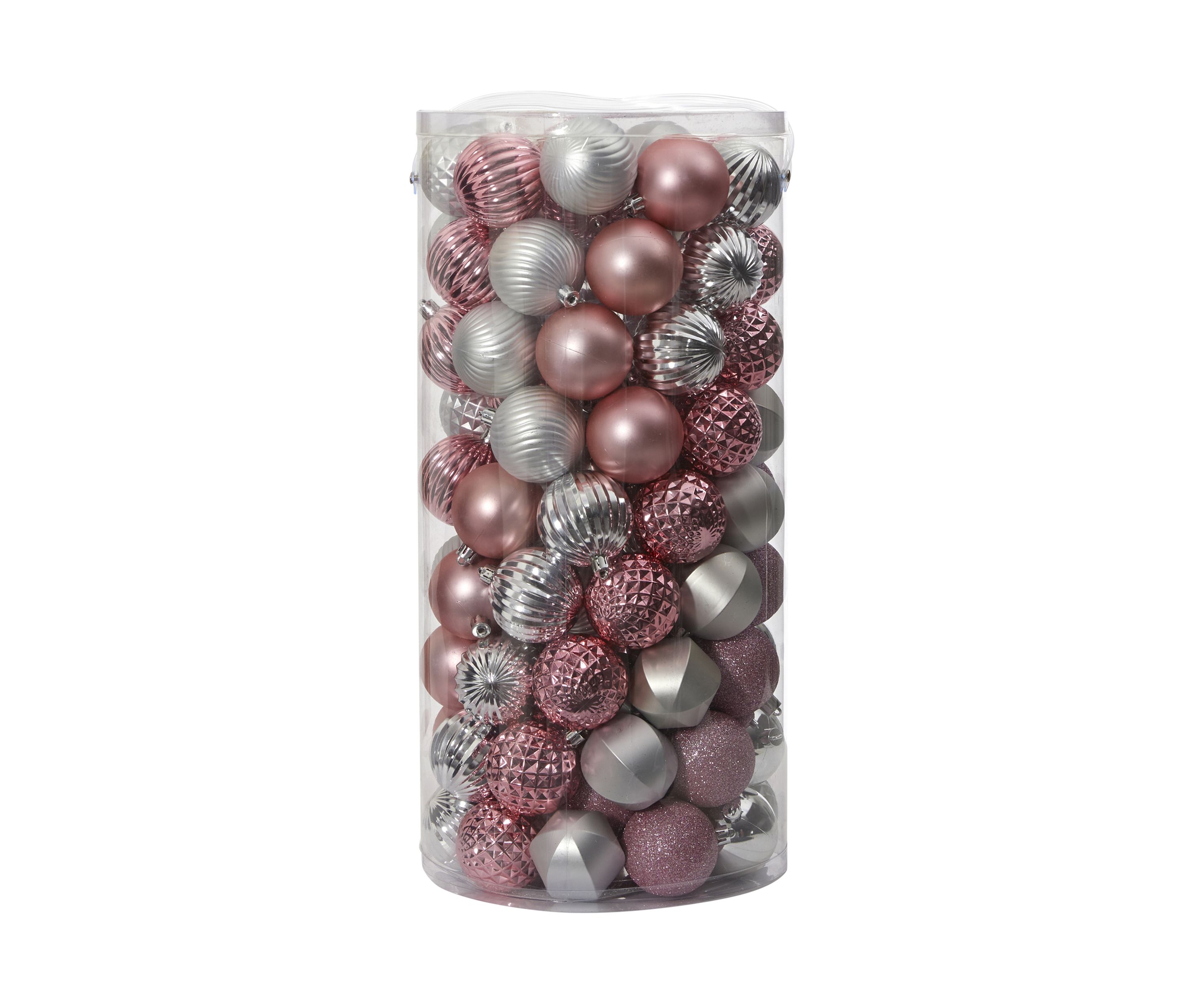Holiday Shatterproof, 101 Count Christmas Tree Ornament Set with Reusable Tube