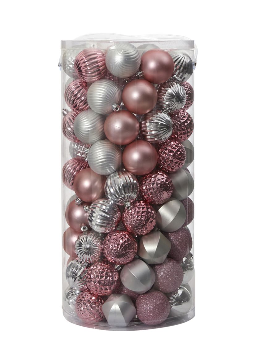 Holiday Shatterproof, 101 Count Christmas Tree Ornament Set with Reusable Tube