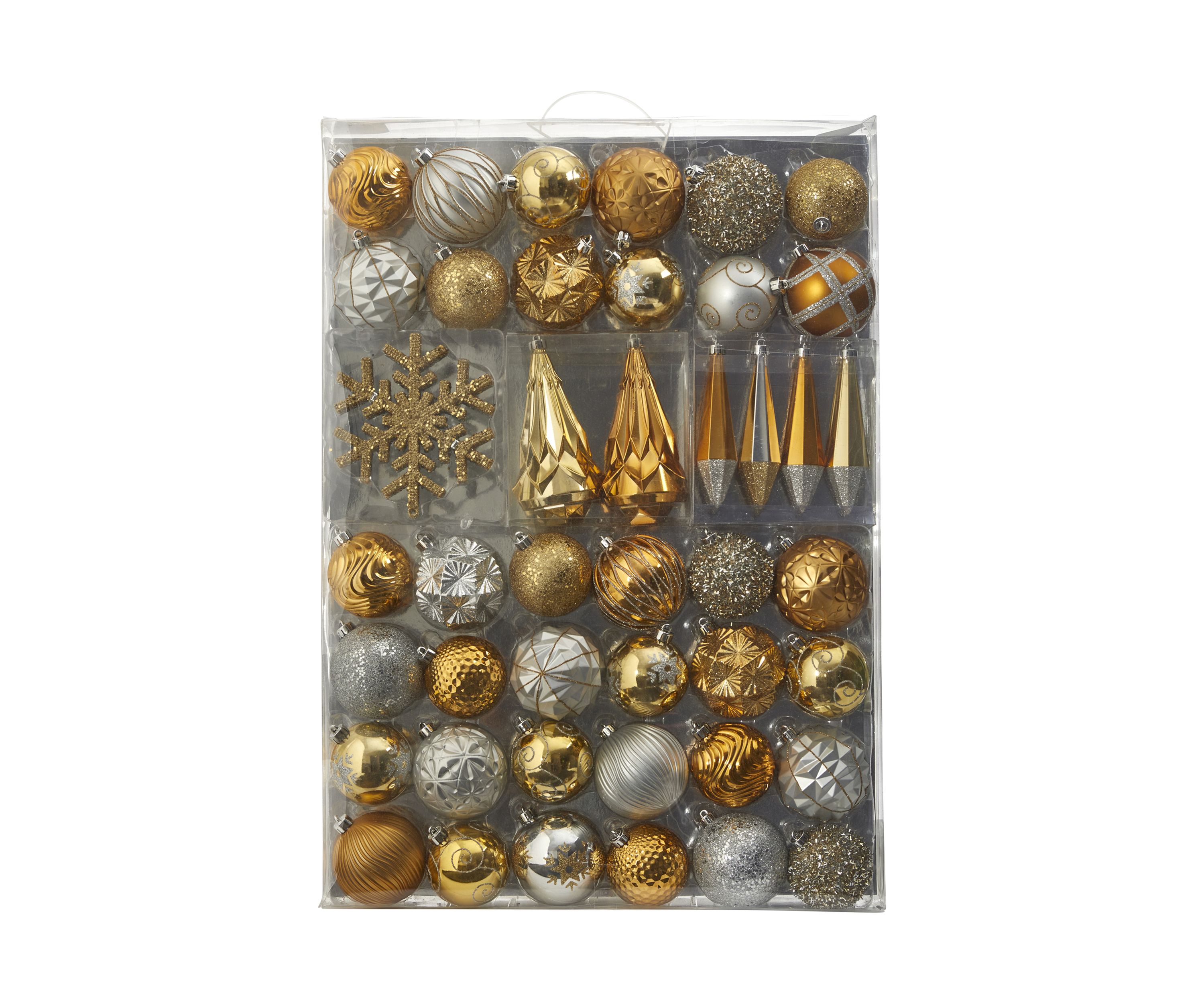 Holiday Shatterproof, 52 Count Christmas Tree Ornament Box Set with Reusable Tray