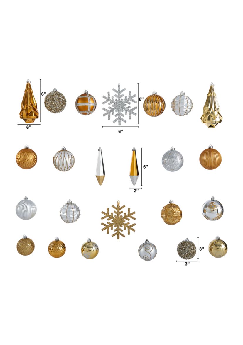Holiday Shatterproof, 52 Count Christmas Tree Ornament Box Set with Reusable Tray