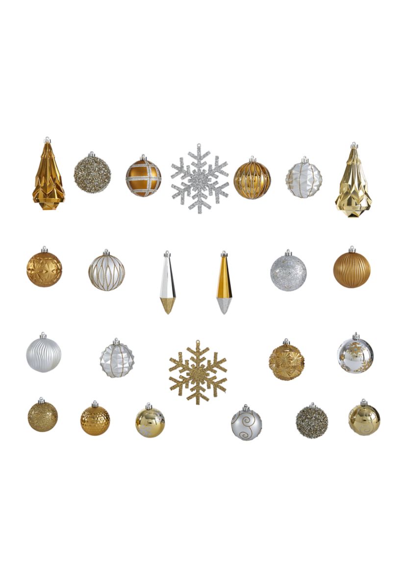 Holiday Shatterproof, 52 Count Christmas Tree Ornament Box Set with Reusable Tray