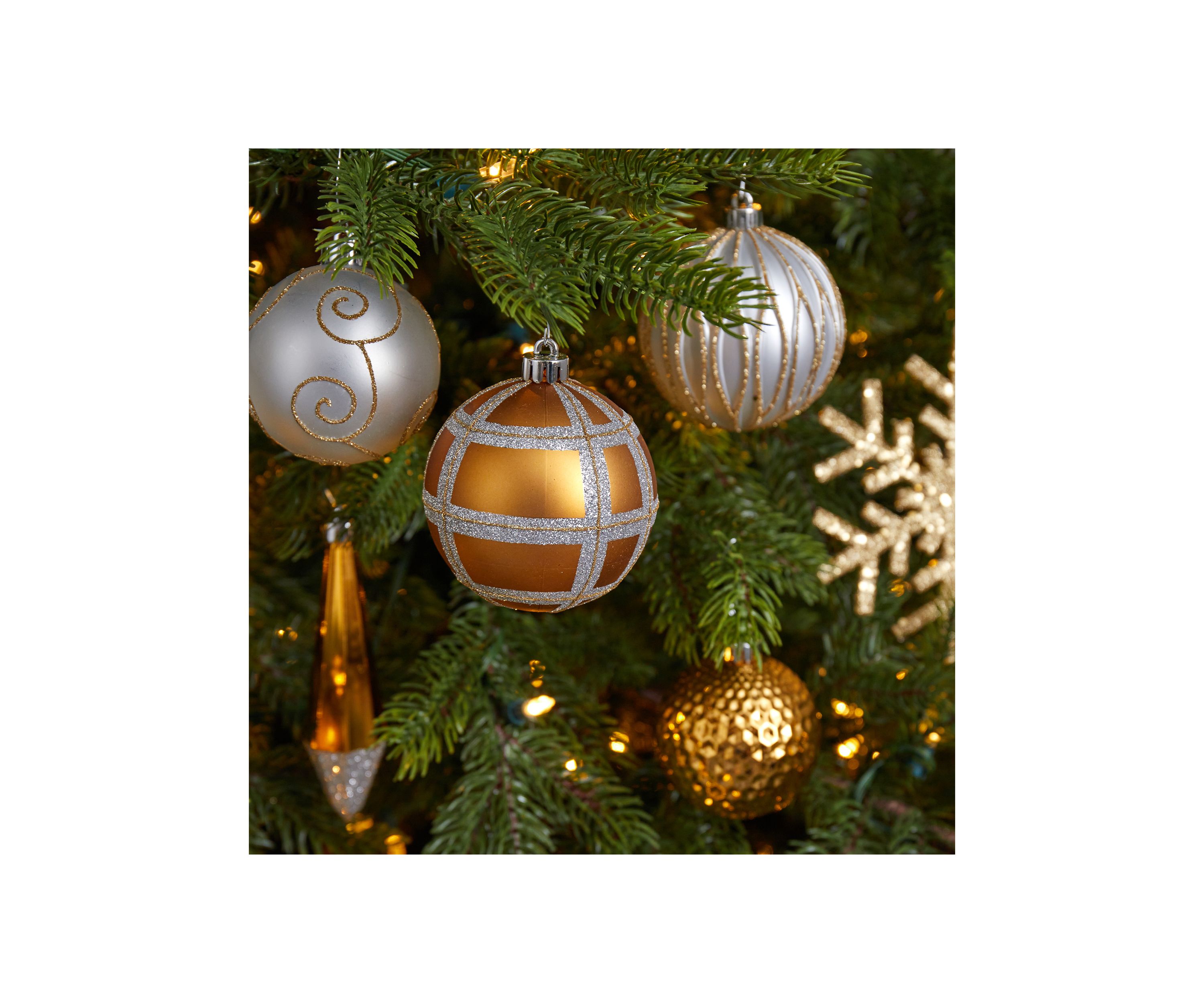 Holiday Shatterproof, 52 Count Christmas Tree Ornament Box Set with Reusable Tray