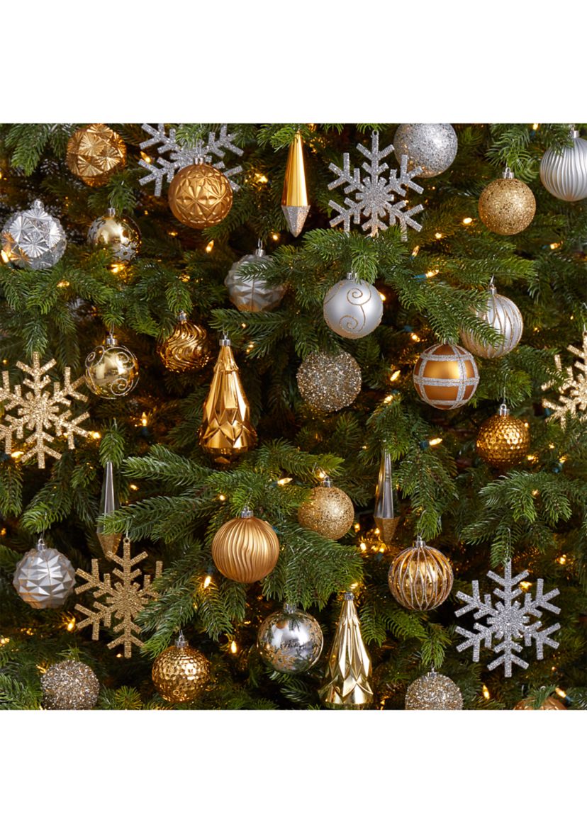 Holiday Shatterproof, 52 Count Christmas Tree Ornament Box Set with Reusable Tray