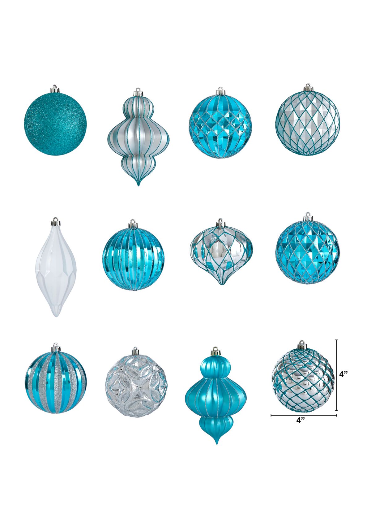 Holiday Lux Shatterproof, 12 Count Christmas Tree Ornament Set with Reusable Box 