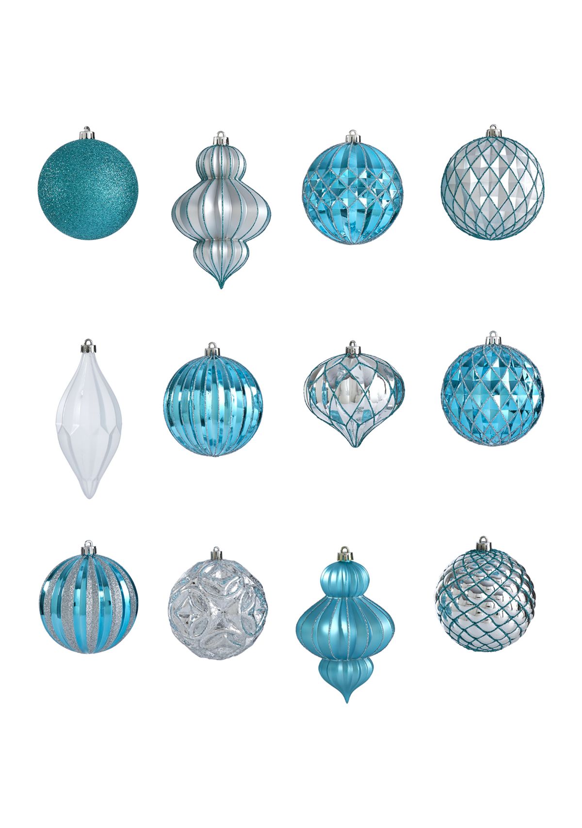 Holiday Lux Shatterproof, 12 Count Christmas Tree Ornament Set with Reusable Box 