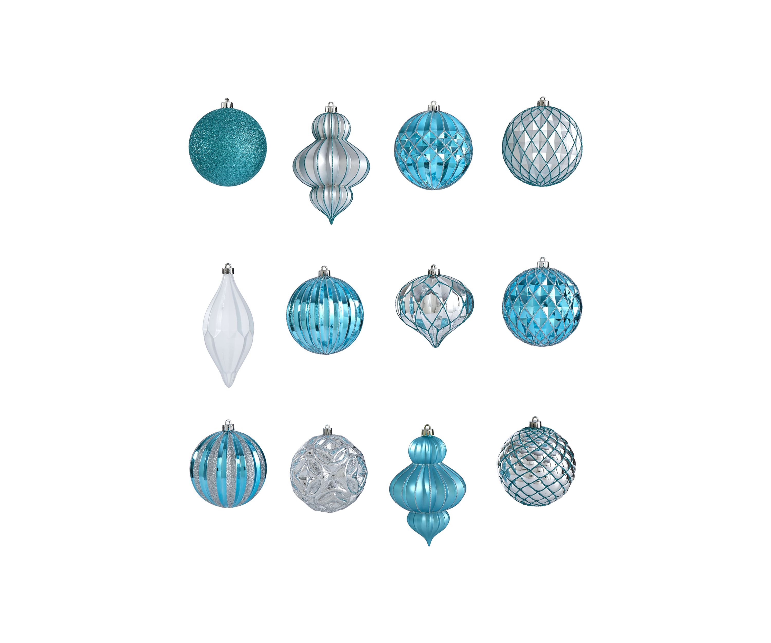 Holiday Lux Shatterproof, 12 Count Christmas Tree Ornament Set with Reusable Box 