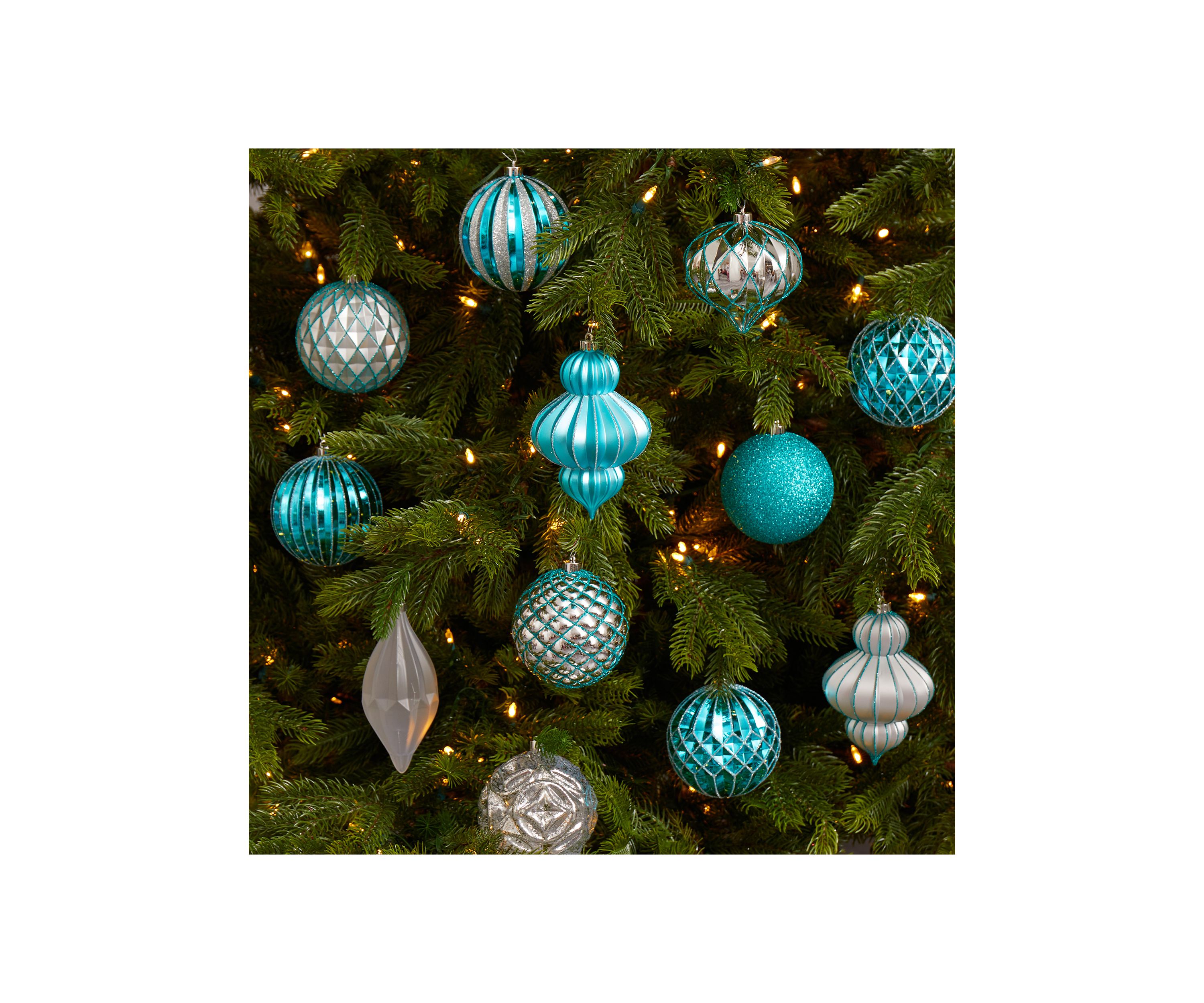 Holiday Lux Shatterproof, 12 Count Christmas Tree Ornament Set with Reusable Box 