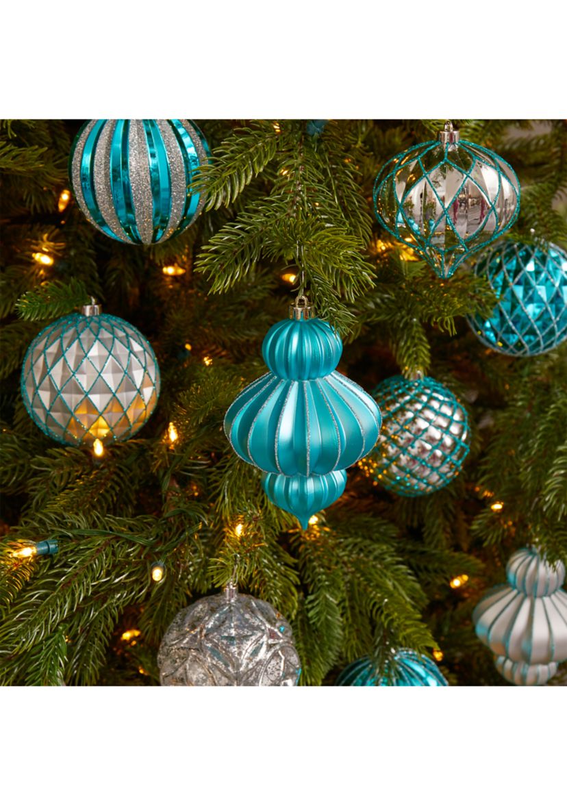 Holiday Lux Shatterproof, 12 Count Christmas Tree Ornament Set with Reusable Box 