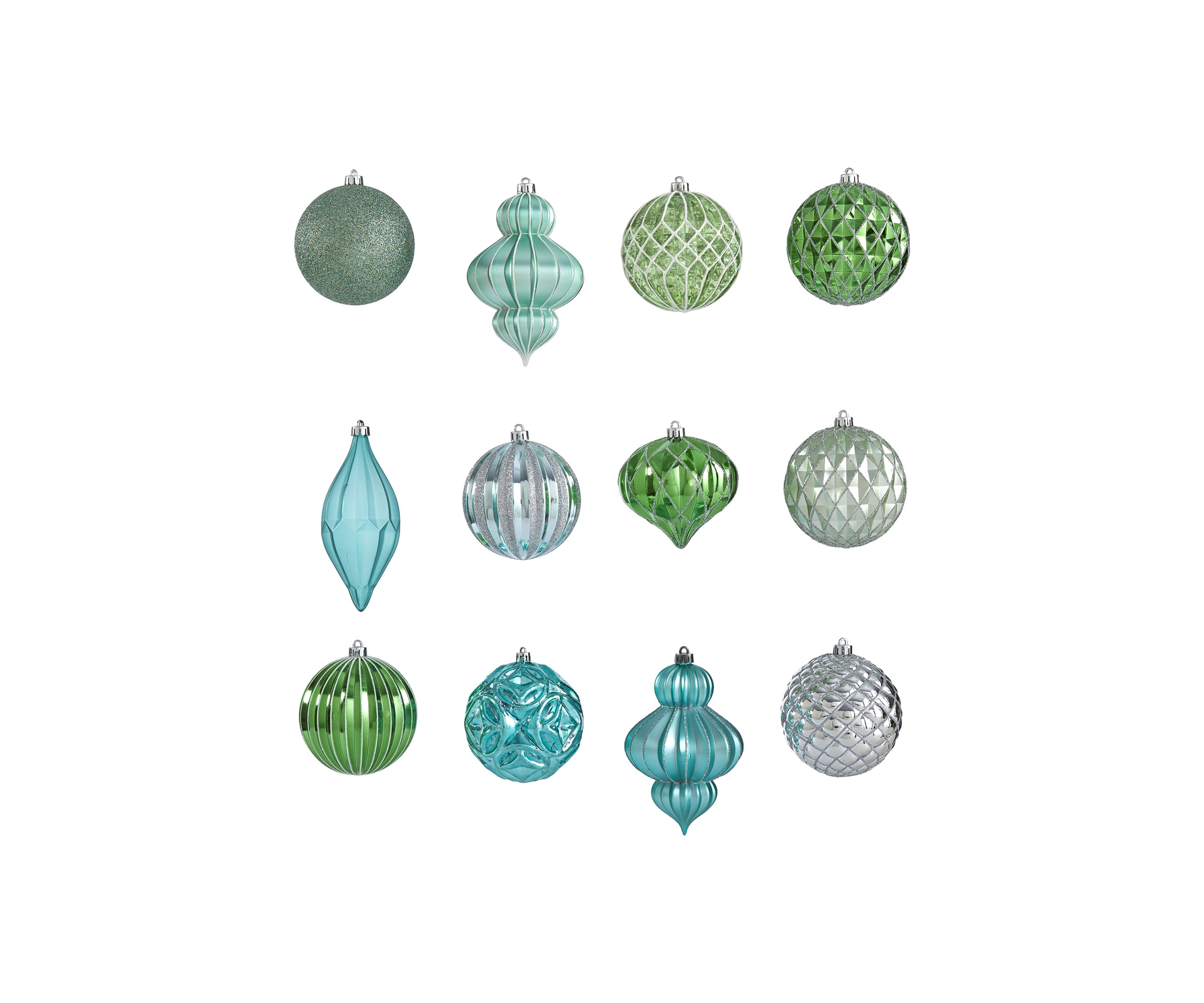 Holiday Lux Shatterproof, 12 Count Christmas Tree Ornament Set with Reusable Box 