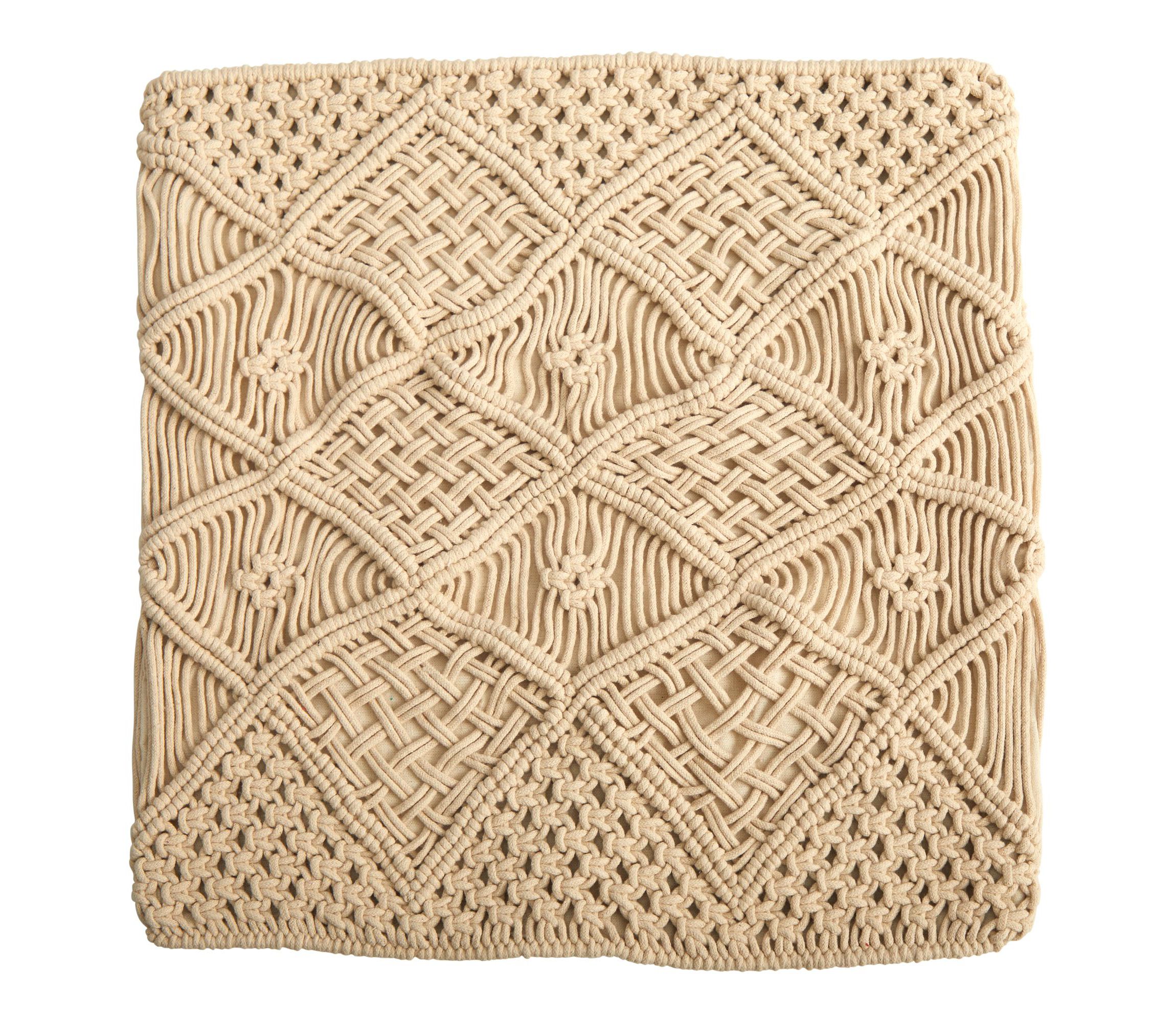 18-Inch Boho Cross Woven Macrame Decorative Pillow Cover