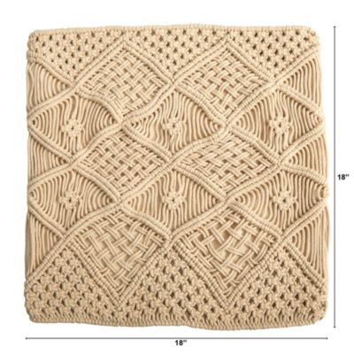 18-Inch Boho Cross Woven Macrame Decorative Pillow Cover
