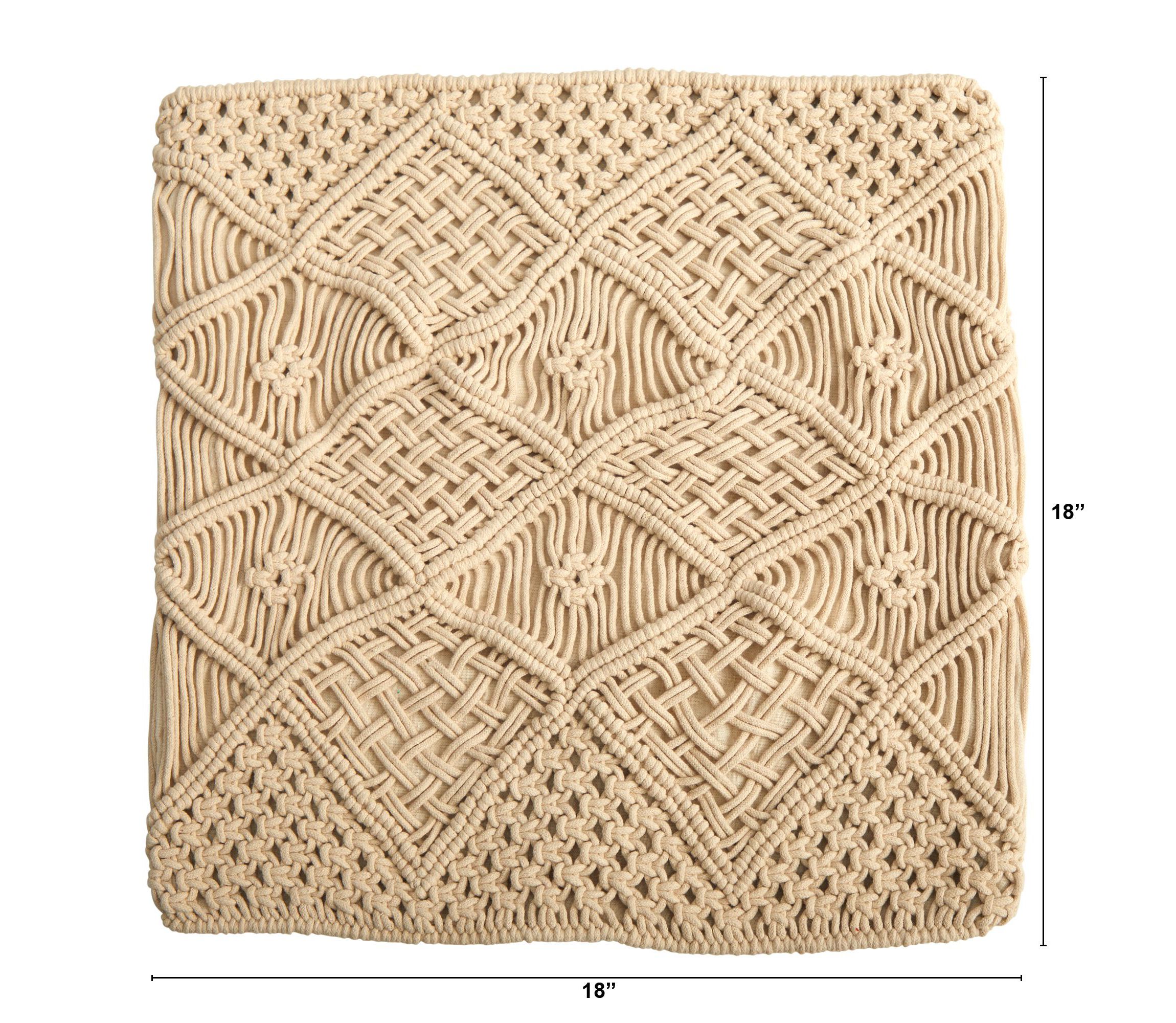18-Inch Boho Cross Woven Macrame Decorative Pillow Cover