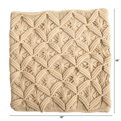 18-Inch Boho Diamond Woven Macrame Decorative Pillow Cover