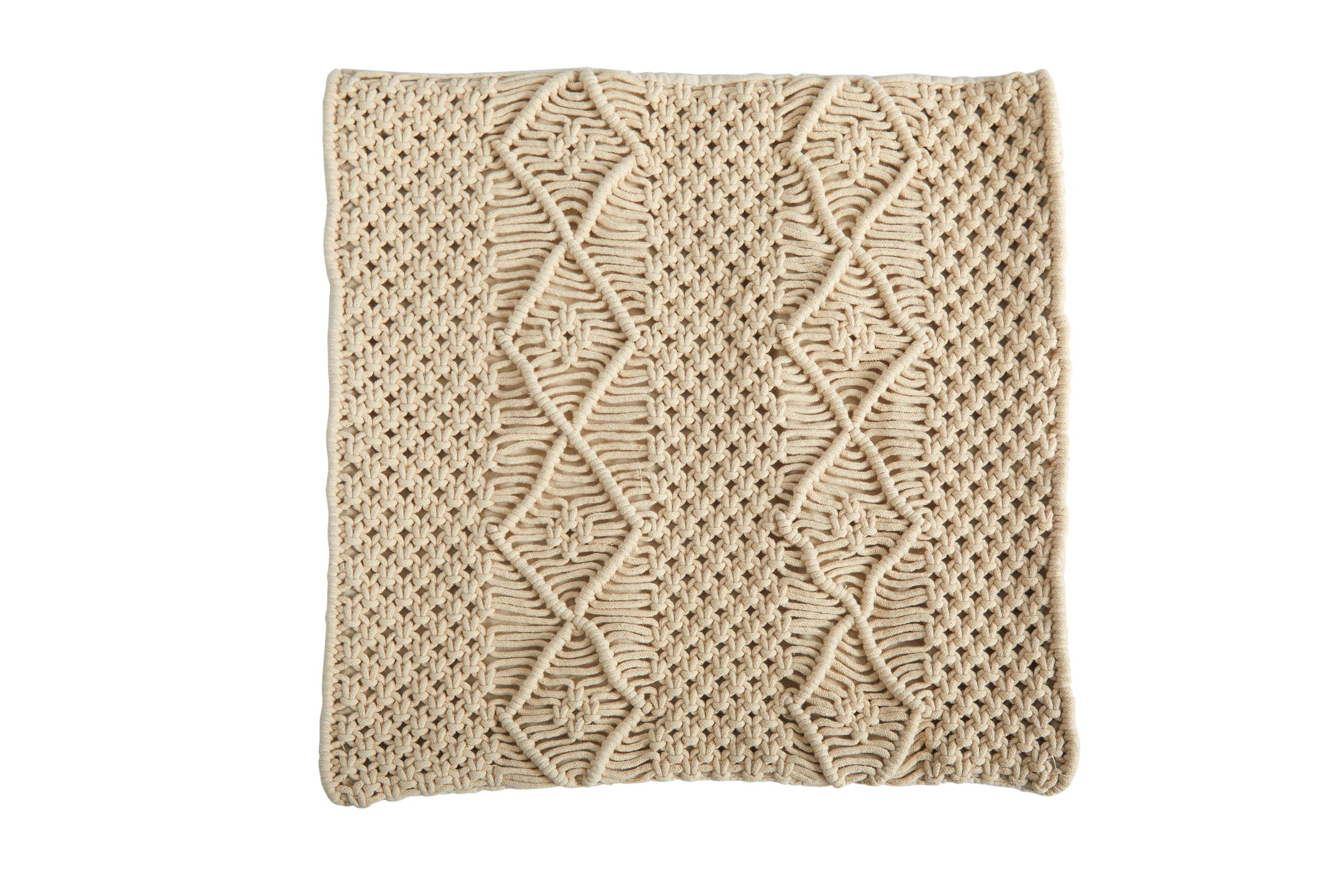 16-Inch Boho Woven Macrame Decorative Pillow Cover