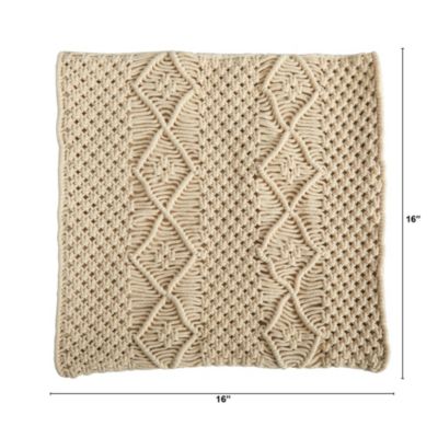 16-Inch Boho Woven Macrame Decorative Pillow Cover