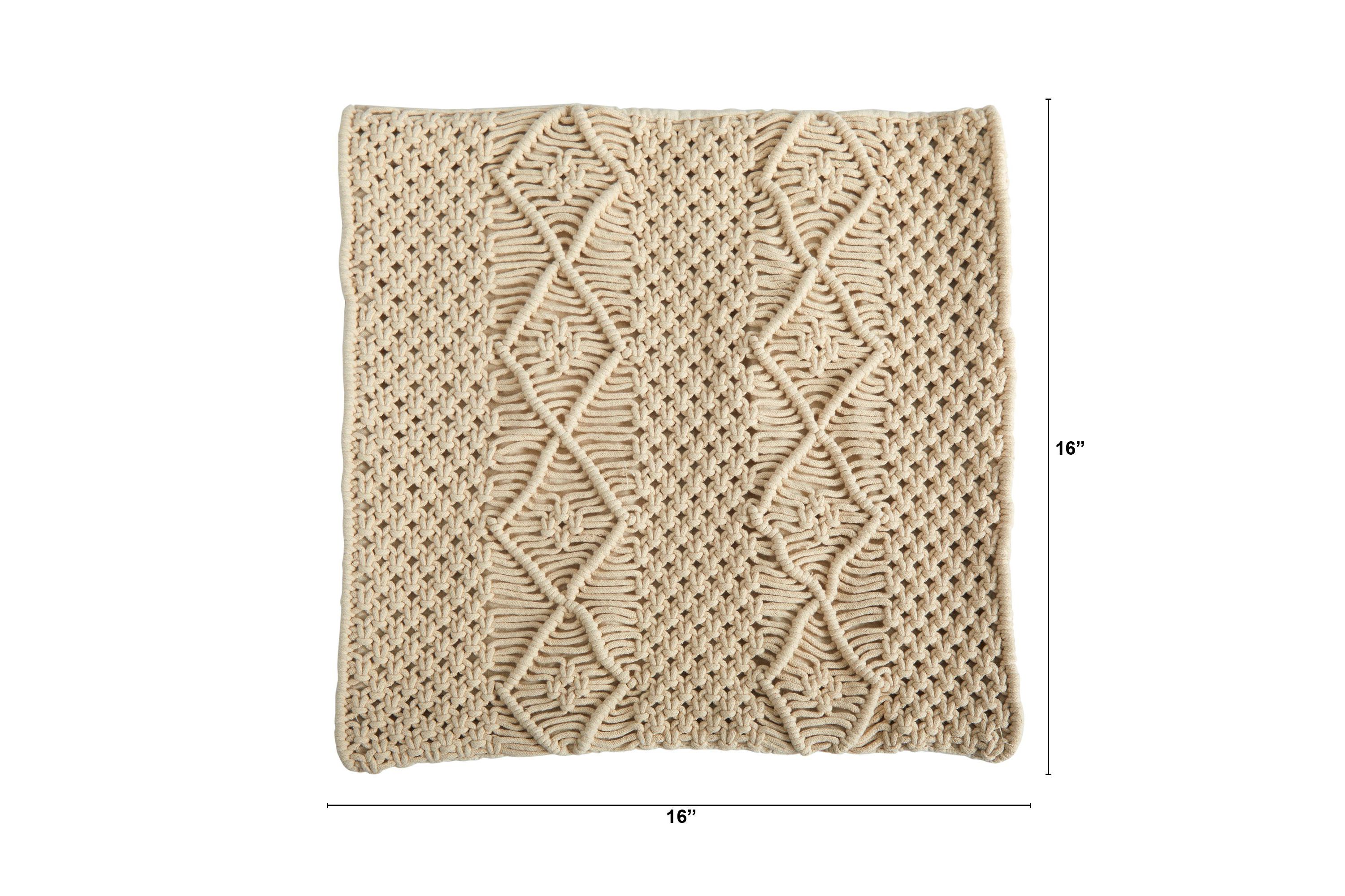 16-Inch Boho Woven Macrame Decorative Pillow Cover
