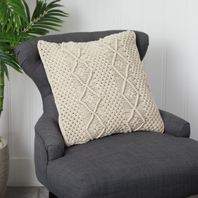 16-Inch Boho Woven Macrame Decorative Pillow Cover