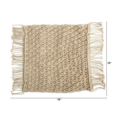 18-Inch Boho Fringed Woven Macrame Decorative Pillow Cover