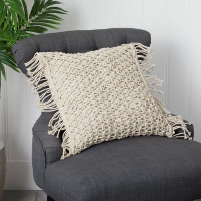 18-Inch Boho Fringed Woven Macrame Decorative Pillow Cover