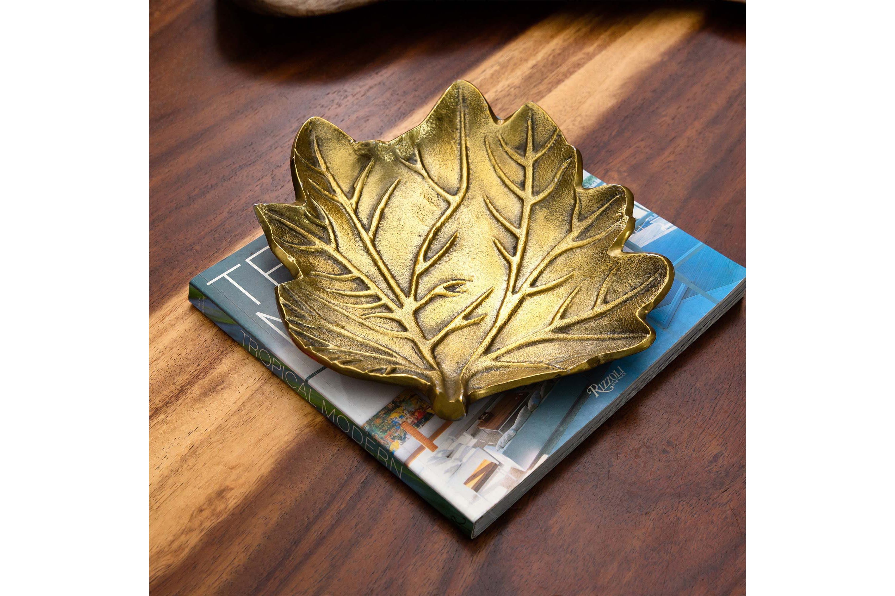 10in. Gold Tree of Life Leaf Decorative Accent Tray
