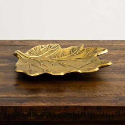 10in. Gold Tree of Life Leaf Decorative Accent Tray