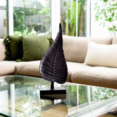 17in. Aluminum Bodhi Leaf Sculpture Decorative Accent