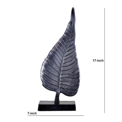 17in. Aluminum Bodhi Leaf Sculpture Decorative Accent