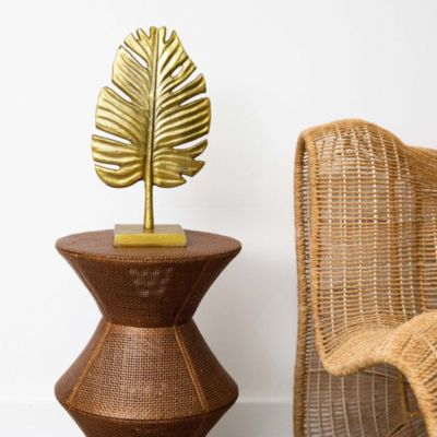 15.5in. Golden Leaf Sculpture Decorative Accent