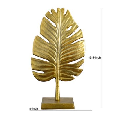 15.5in. Golden Leaf Sculpture Decorative Accent