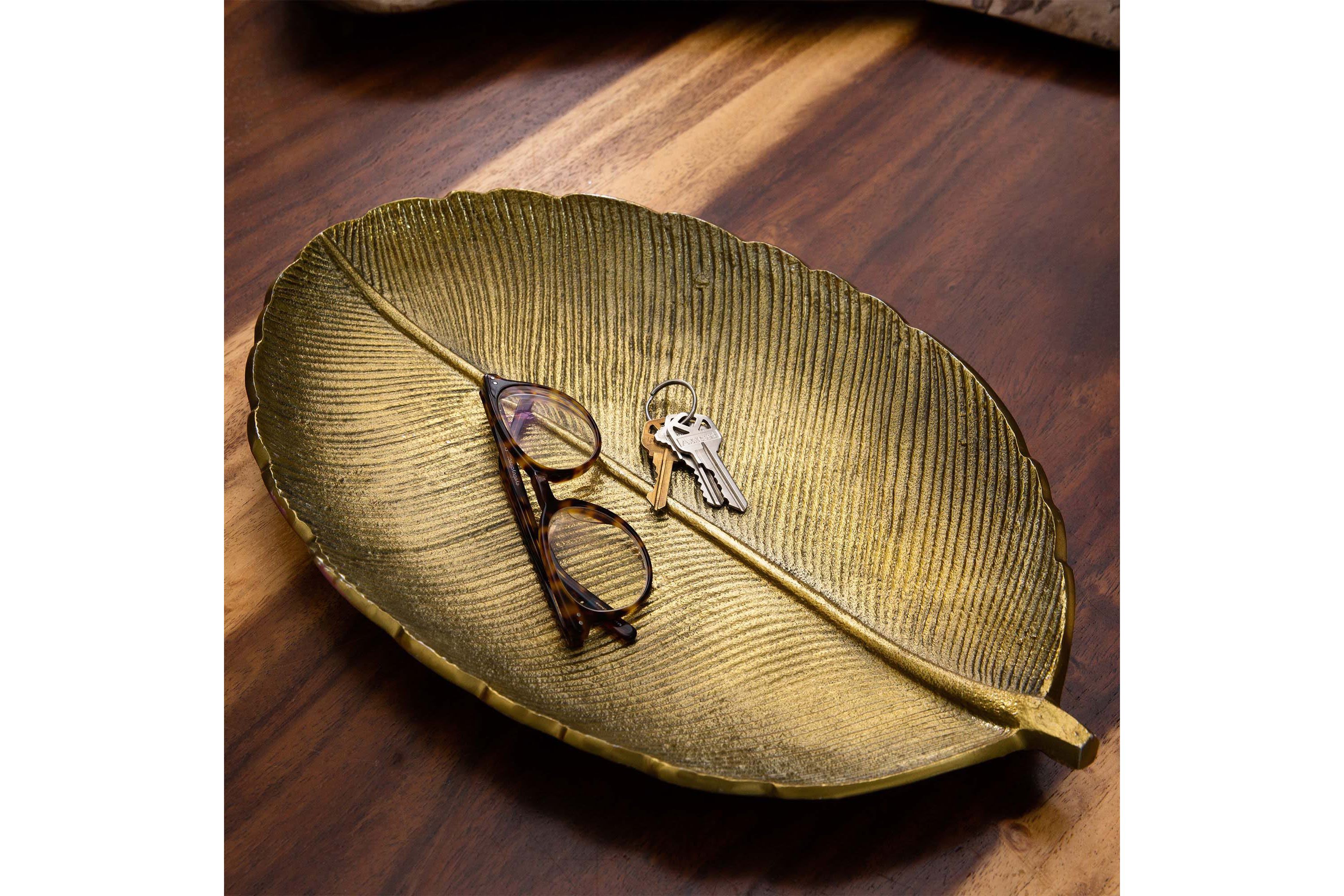 16in. Gold Leaf Decorative Accent Tray
