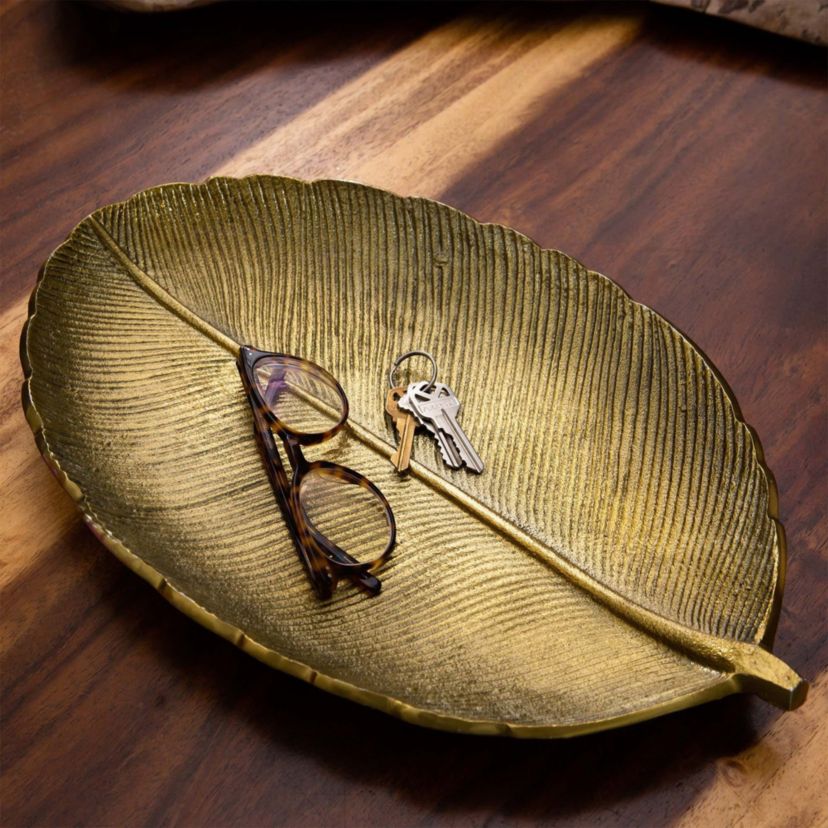 16in. Gold Leaf Decorative Accent Tray