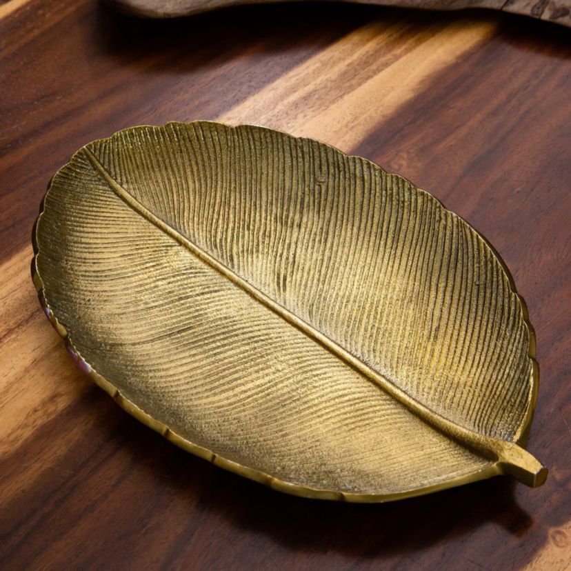 16in. Gold Leaf Decorative Accent Tray