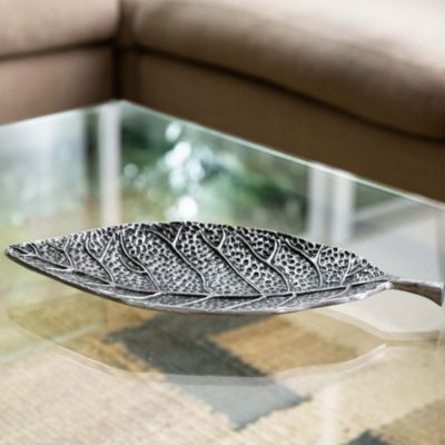 16in. Antique Leaf Decorative Accent Tray
