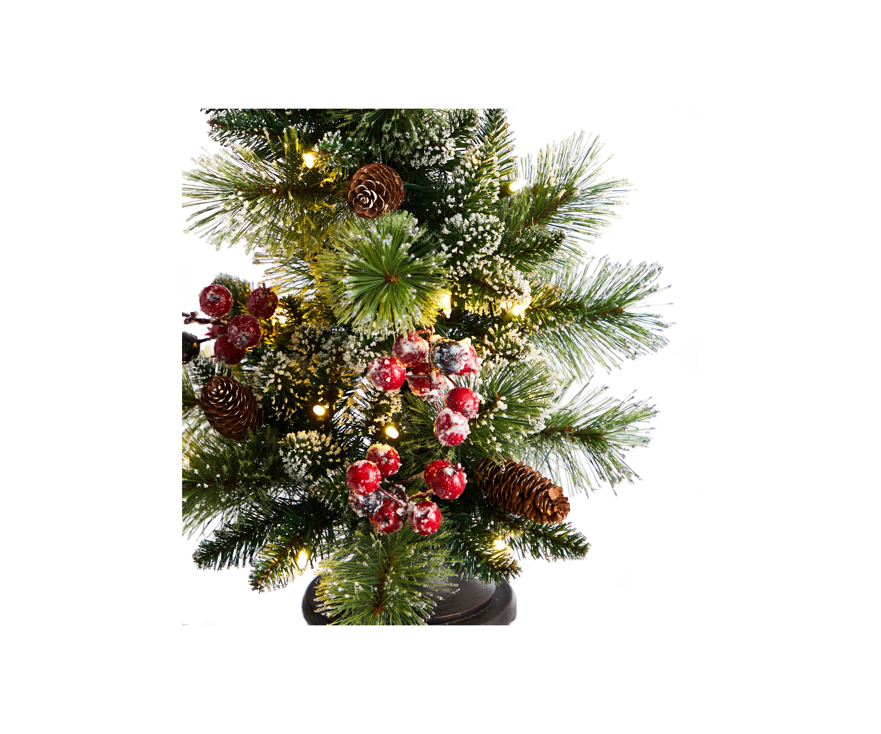 5 Holiday Decorated Lamp Post with Artificial Christmas Greenery, Berries and 30 LED Lights 