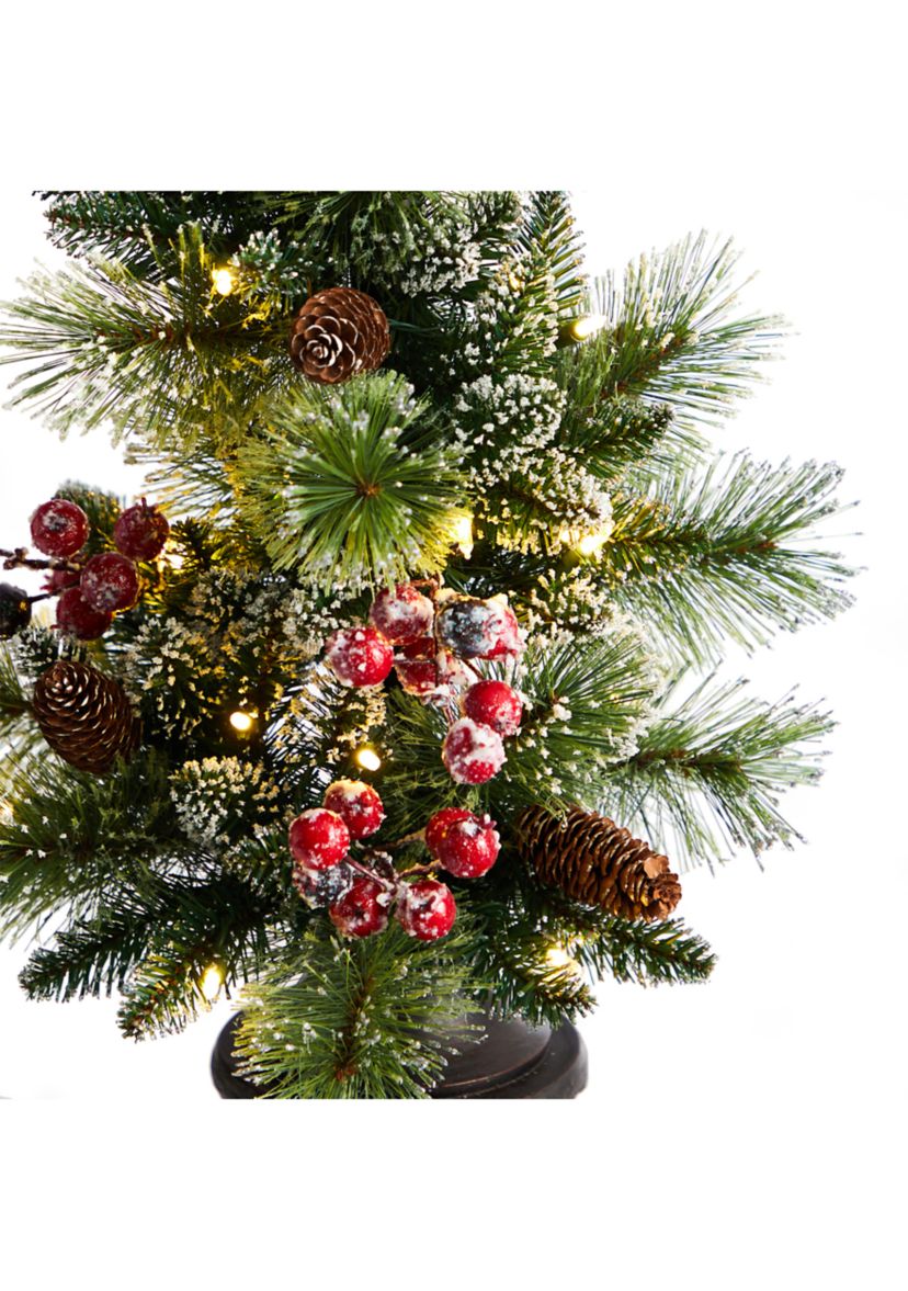 5 Holiday Decorated Lamp Post with Artificial Christmas Greenery, Berries and 30 LED Lights 