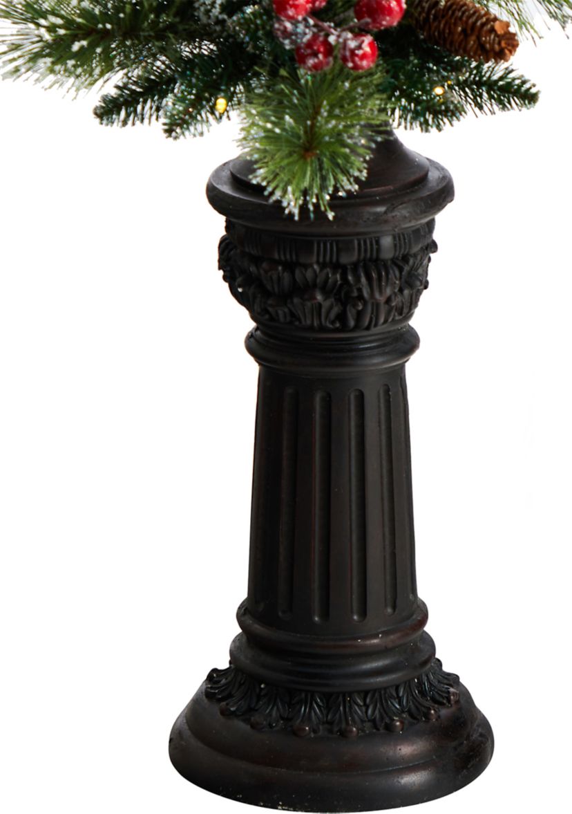5 Holiday Decorated Lamp Post with Artificial Christmas Greenery, Berries and 30 LED Lights 