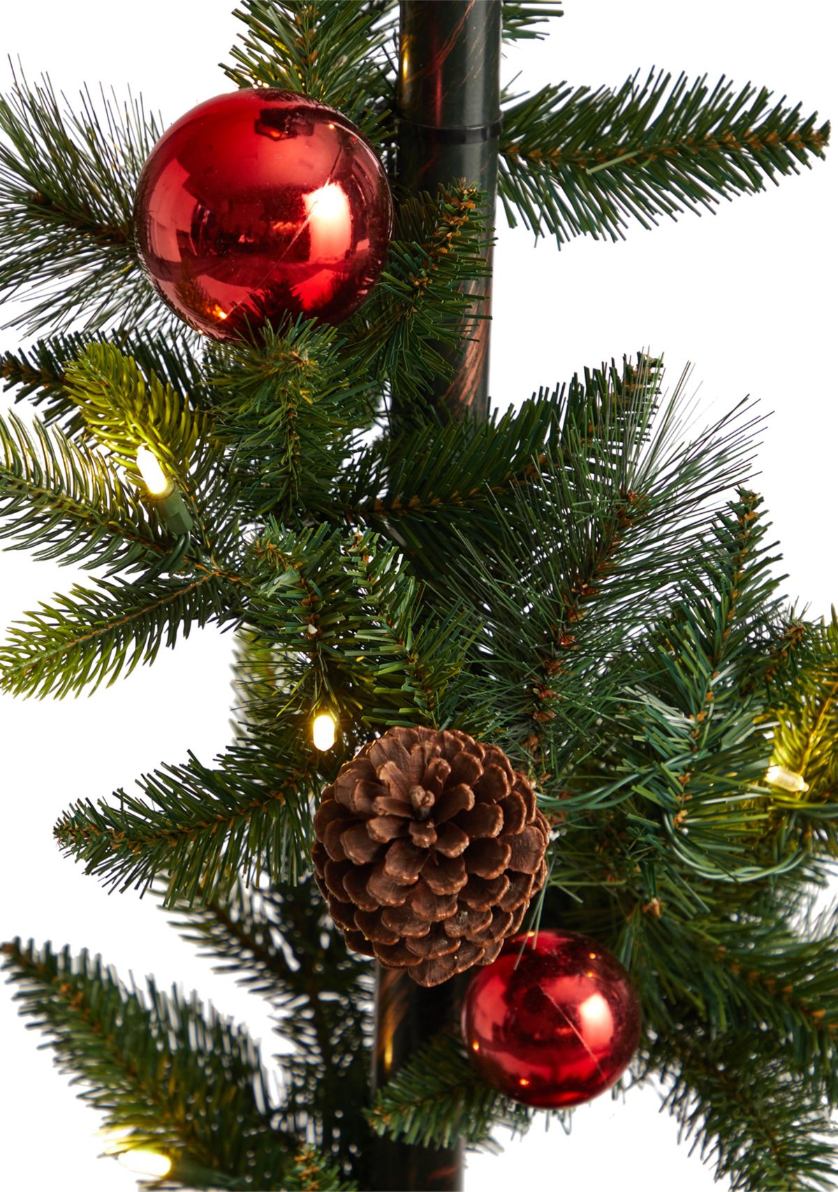 5 Foot Holiday Decorated Lamp Post with Artificial Christmas Greenery, Ornaments and 50 LED Lights, Indoor Outdoor Patio Porch Décor