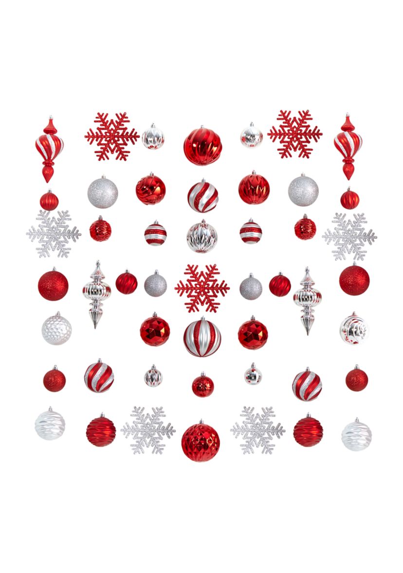 Holiday Deluxe Shatterproof, 81  Count Christmas Tree Ornament Box Set, Re-Useable Container