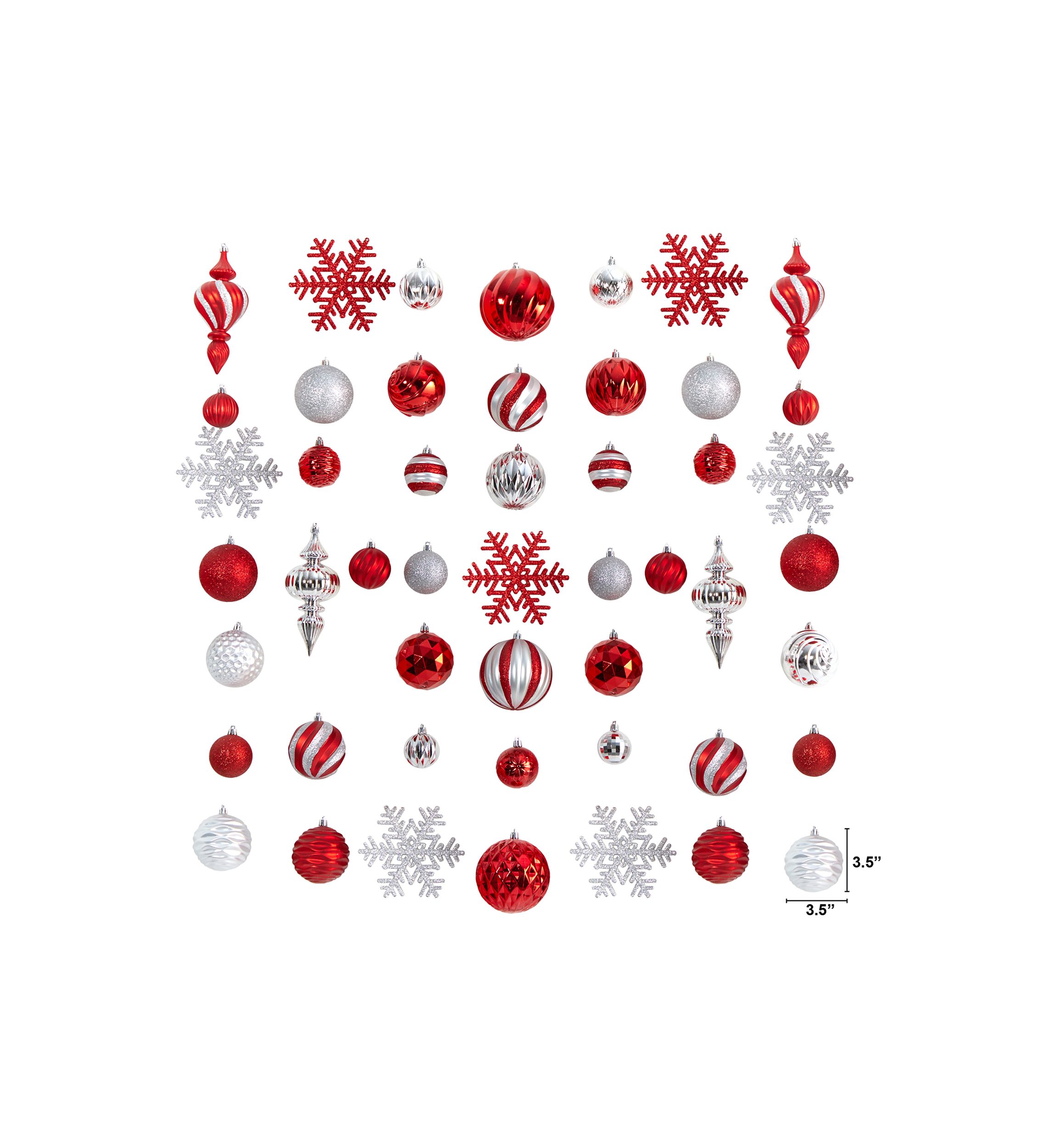 Holiday Deluxe Shatterproof, 81  Count Christmas Tree Ornament Box Set, Re-Useable Container