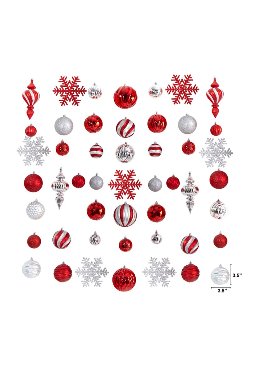 Holiday Deluxe Shatterproof, 81  Count Christmas Tree Ornament Box Set, Re-Useable Container