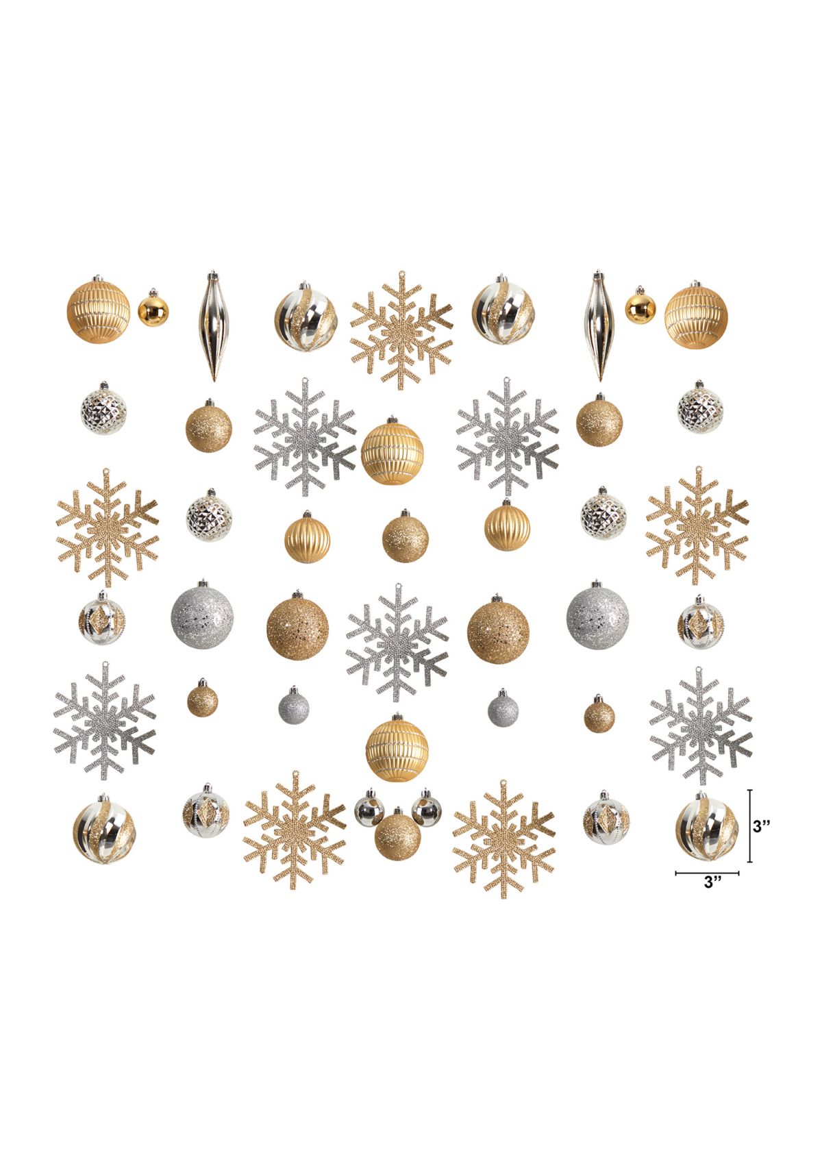 Holiday Deluxe Shatterproof, 60 Count Christmas Tree Ornament Box Set, Re-Useable Container