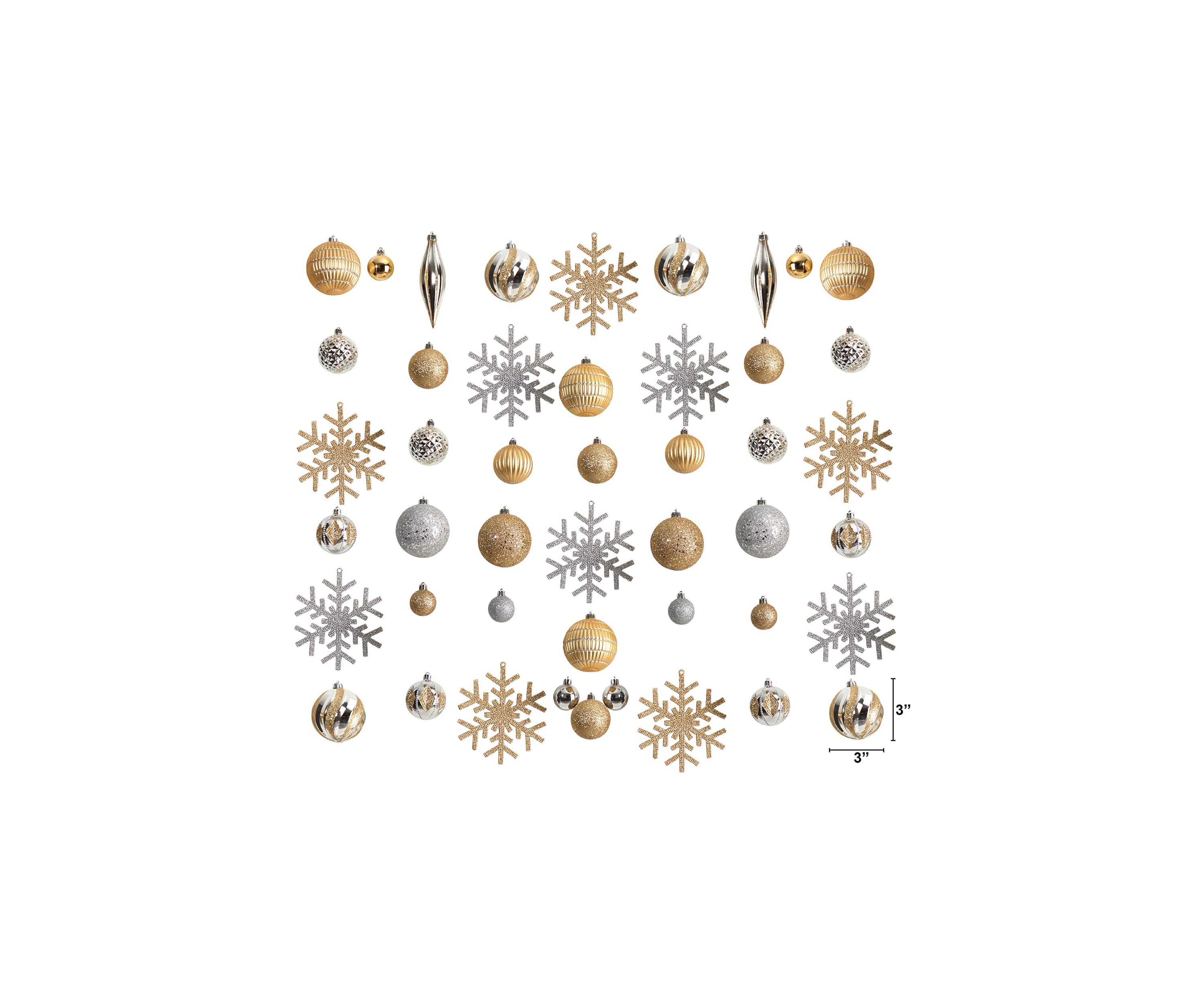 Holiday Deluxe Shatterproof, 60 Count Christmas Tree Ornament Box Set, Re-Useable Container