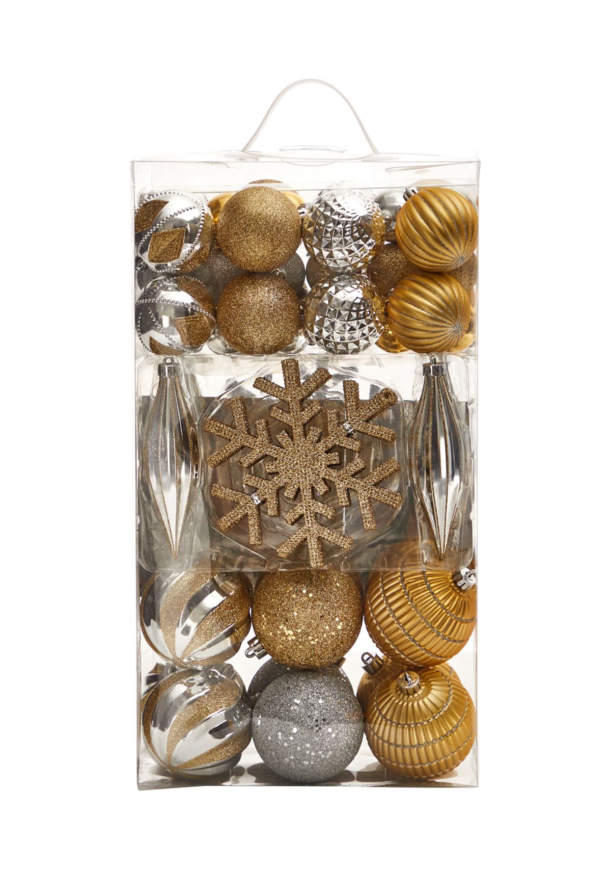 Holiday Deluxe Shatterproof, 60 Count Christmas Tree Ornament Box Set, Re-Useable Container
