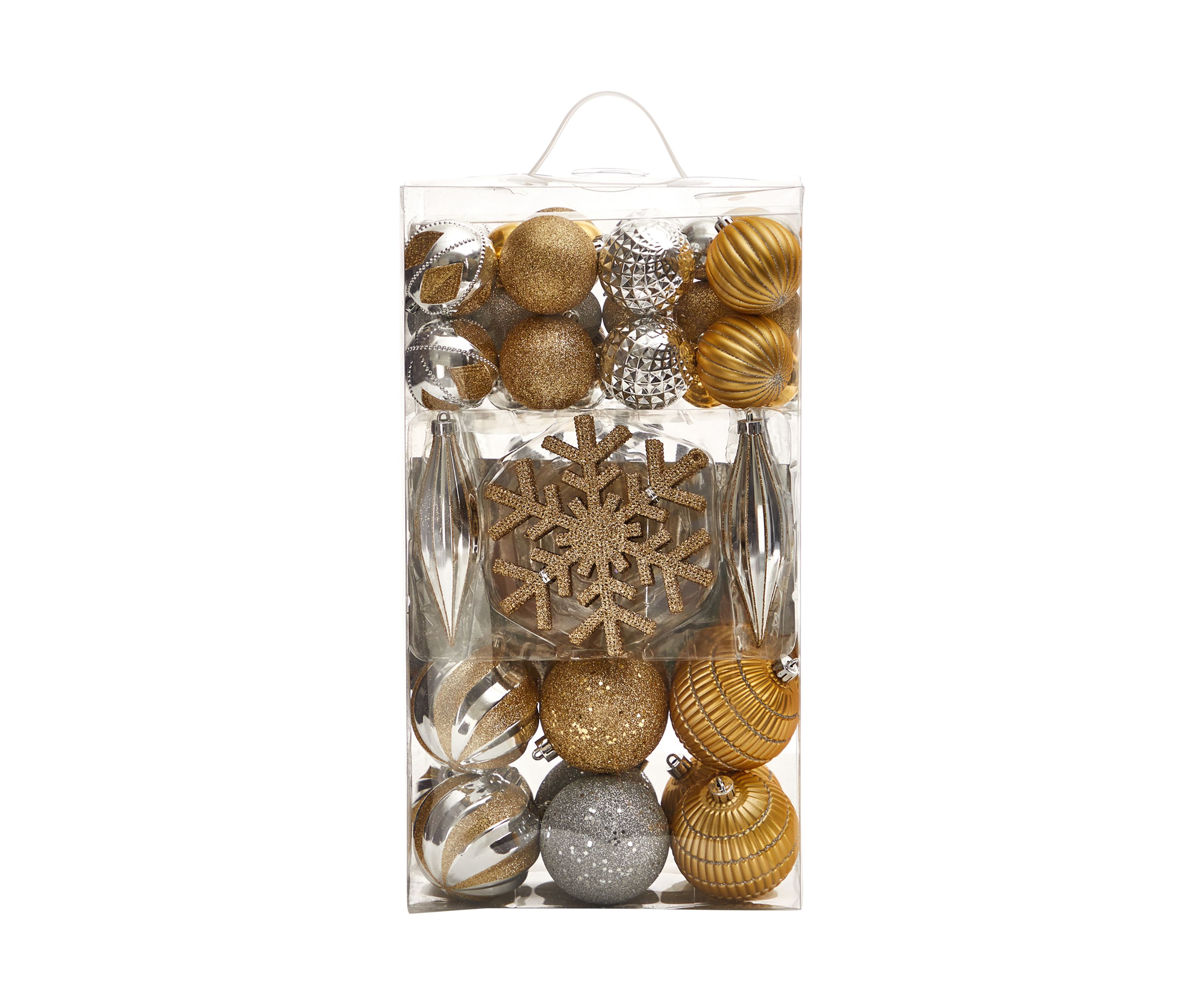 Holiday Deluxe Shatterproof, 60 Count Christmas Tree Ornament Box Set, Re-Useable Container