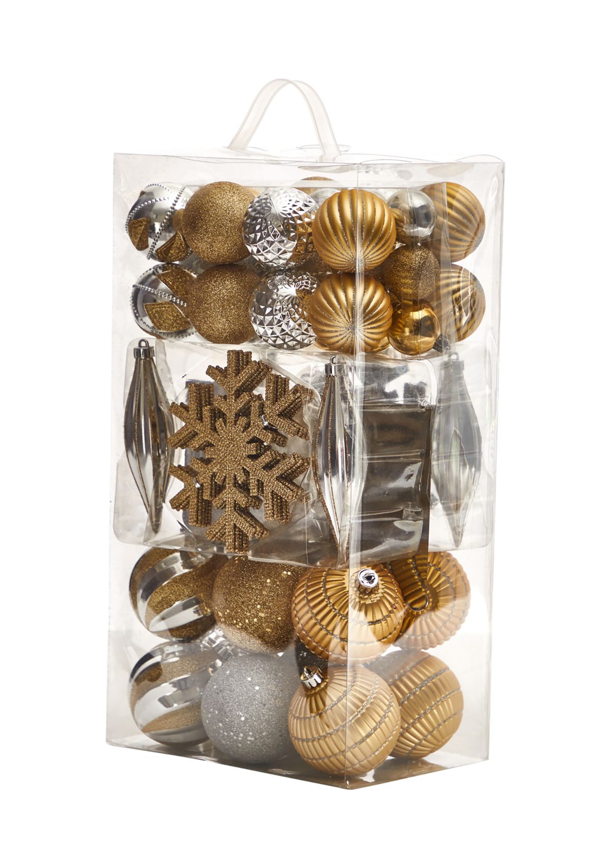 Holiday Deluxe Shatterproof, 60 Count Christmas Tree Ornament Box Set, Re-Useable Container