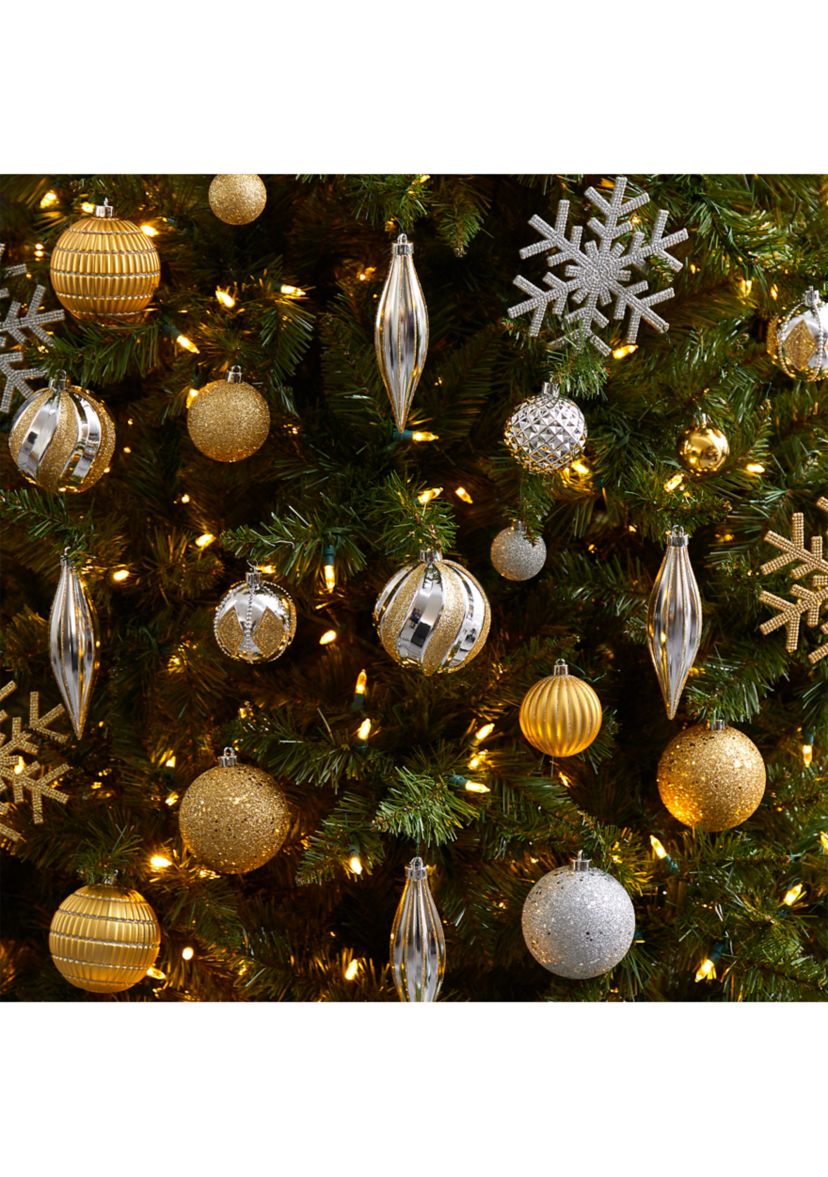Holiday Deluxe Shatterproof, 60 Count Christmas Tree Ornament Box Set, Re-Useable Container