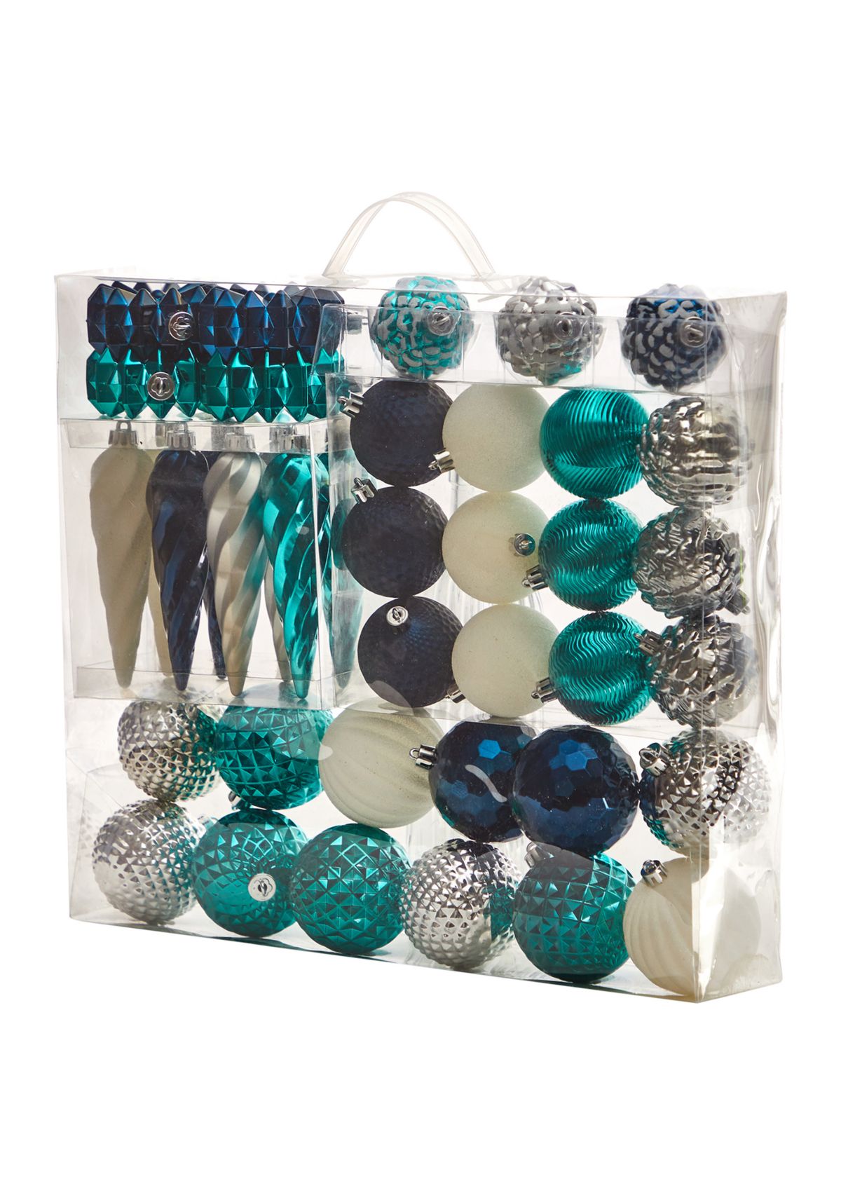 Holiday Deluxe Shatterproof, 39 Count Christmas Tree Ornament Box Set, Re-Useable Container