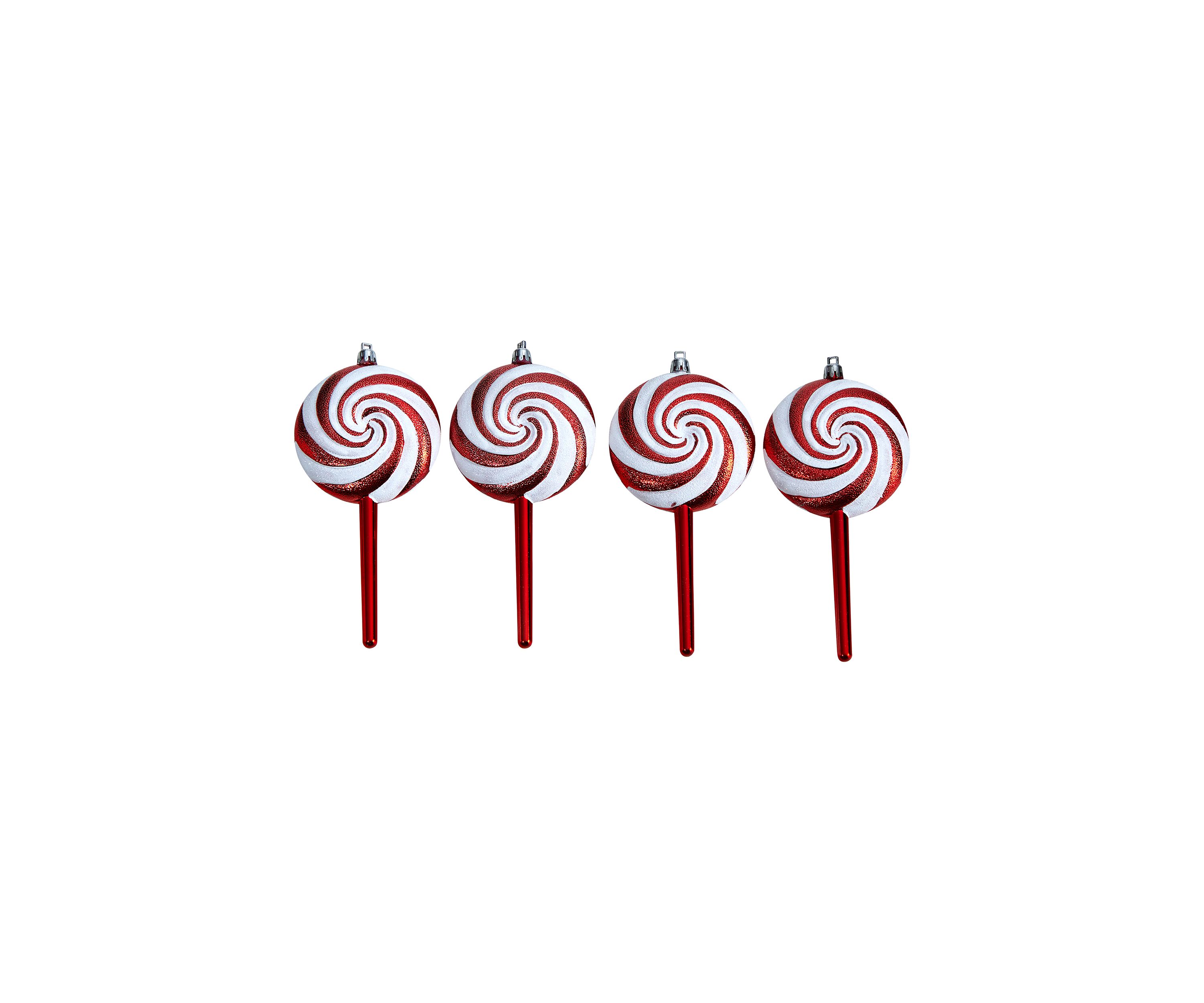7 Inch Candy Cane Lollipop Holiday Deluxe Christmas Shatterproof Ornament Set of 4