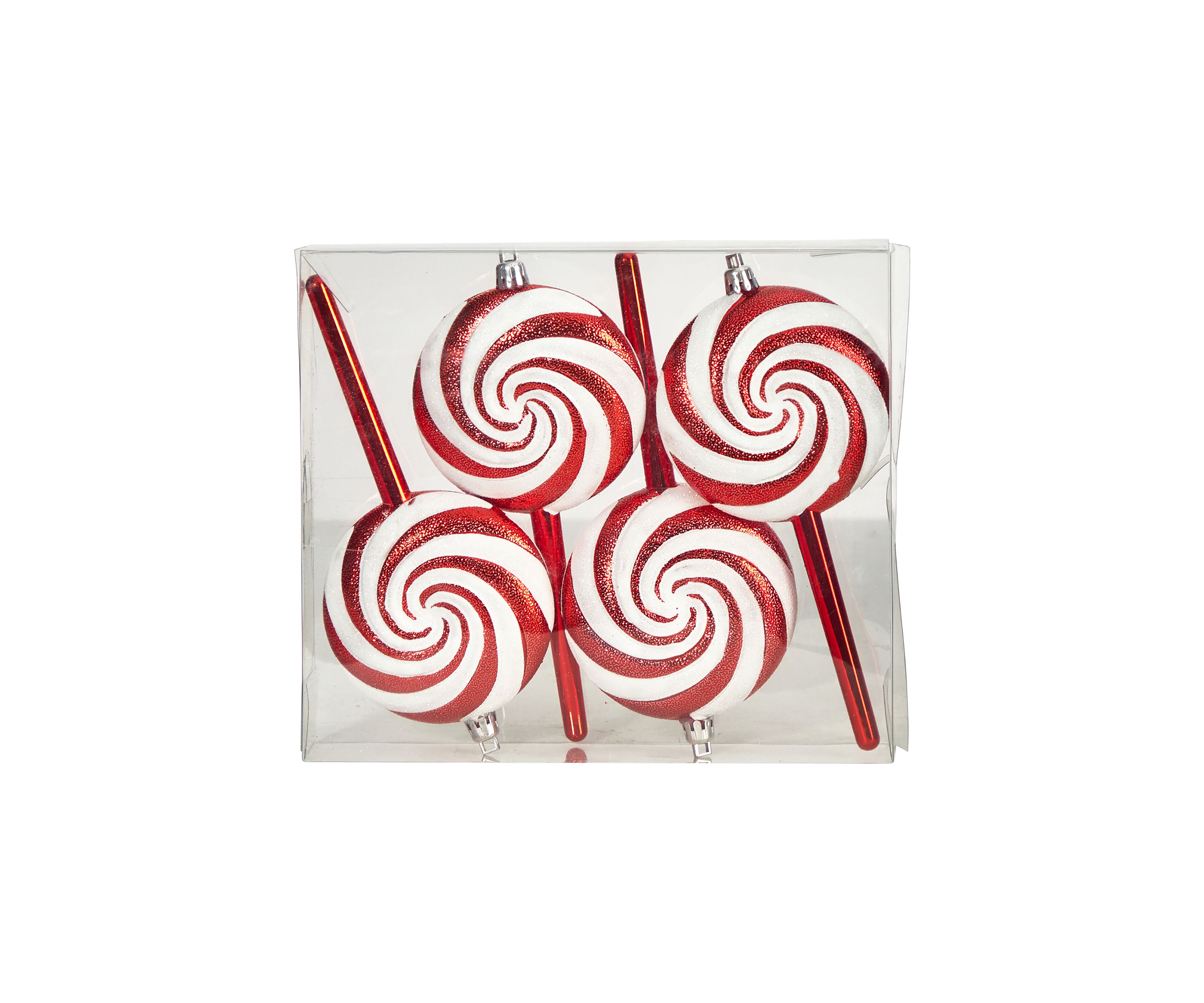 7 Inch Candy Cane Lollipop Holiday Deluxe Christmas Shatterproof Ornament Set of 4